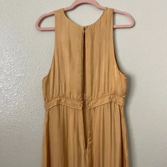 Shona Joy Dress Womens Size 8 Yellow Gold Split Skirt Midi Slit Cocktail Evening - Picture 9 of 12